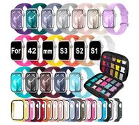 Paquete de 18 correas deportivas compatibles con Apple Watch de 1.57, 1.61, 1.65, 1.73, 1.77 y 1.88 pulgadas, para mujeres y hombres, funda protectora de pantalla y organizador para iWatch (compatible