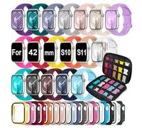 Paquete de 18 correas deportivas compatibles con Apple Watch de 1.57, 1.61, 1.65, 1.73, 1.77 y 1.88 pulgadas, para mujeres y hombres, funda protectora de pantalla y organizador para iWatch (compatible