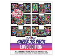 Paquete de 18 pósteres para colorear de terciopelo mullido (edición de amor), ideal para artes y manualidades del día de San Valentín, actividades de viaje para niños, rehabilitación, terapia, tiempo