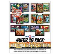 Paquete de 18 pósteres para colorear de terciopelo mullido (edición de parques nacionales), ideal para tiempo familiar, artes y manualidades, viajes, en casa, instalaciones de cuidado [todas las