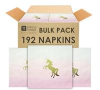 Paquete de 192 servilletas de fiesta de unicornio, servilletas pastel asequibles de primera calidad para niños, diseño de papel de aluminio dorado, 1,5 x 1,5 m