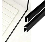 Paquete de 2 100 cm Canal U profundo retenedor de vidrio de ducha, Aleación de aluminio Sin marco Mampara de ducha pista de panel fijo(Black,15/32in(12mm))