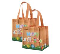 Paquete de 2/4/6/12 Bolsas de Regalo No Tejidas Pascua Con Asas Bolsas Tote Reutilizables Conejo Huevo Bolsas de Golosinas Plegables Para Búsqueda de Huevos Dulces Chocolate