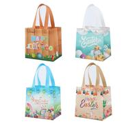 Paquete de 2/4/6/12 Bolsas de Regalo No Tejidas Pascua Con Asas Bolsas Tote Reutilizables Conejo Huevo Bolsas de Golosinas Plegables Para Búsqueda de Huevos Dulces Chocolate