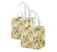Paquete de 2/4/6/12 Bolsas de Regalo No Tejidas Pascua Con Asas Bolsas Tote Reutilizables Conejo Huevo Bolsas de Golosinas Plegables Para Búsqueda de Huevos Dulces Chocolate