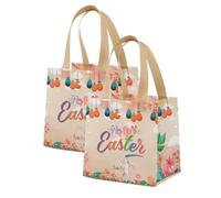 Paquete de 2/4/6/12 Bolsas de Regalo No Tejidas Pascua Con Asas Bolsas Tote Reutilizables Conejo Huevo Bolsas de Golosinas Plegables Para Búsqueda de Huevos Dulces Chocolate