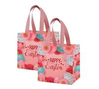 Paquete de 2/4/6/12 Bolsas de Regalo No Tejidas Pascua Con Asas Bolsas Tote Reutilizables Conejo Huevo Bolsas de Golosinas Plegables Para Búsqueda de Huevos Dulces Chocolate