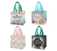 Paquete de 2/4/6/12 Bolsas de Regalo No Tejidas Pascua Con Asas Bolsas Tote Reutilizables Conejo Huevo Bolsas de Golosinas Plegables Para Búsqueda de Huevos Dulces Chocolate