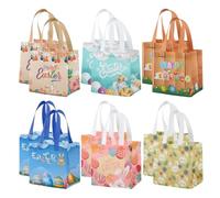 Paquete de 2/4/6/12 Bolsas de Regalo No Tejidas Pascua Con Asas Bolsas Tote Reutilizables Conejo Huevo Bolsas de Golosinas Plegables Para Búsqueda de Huevos Dulces Chocolate