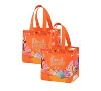Paquete de 2/4/6/12 Bolsas de Regalo No Tejidas Pascua Con Asas Bolsas Tote Reutilizables Conejo Huevo Bolsas de Golosinas Plegables Para Búsqueda de Huevos Dulces Chocolate