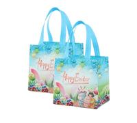Paquete de 2/4/6/12 Bolsas de Regalo No Tejidas Pascua Con Asas Bolsas Tote Reutilizables Conejo Huevo Bolsas de Golosinas Plegables Para Búsqueda de Huevos Dulces Chocolate