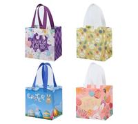 Paquete de 2/4/6/12 Bolsas de Regalo No Tejidas Pascua Con Asas Bolsas Tote Reutilizables Conejo Huevo Bolsas de Golosinas Plegables Para Búsqueda de Huevos Dulces Chocolate