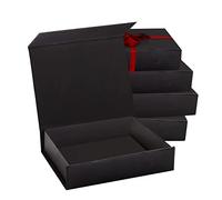 Paquete de 2/5 cajas de regalo duras negras y rojas con tapa de cierre magnético de 7 x 5 x 1.6 pulgadas, cajas rectangulares para regalos con acabado brillante (color negro, paquete de 10)