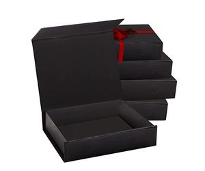 Paquete de 2/5 cajas de regalo duras negras y rojas con tapa de cierre magnético de 7 x 5 x 1.6 pulgadas, cajas rectangulares para regalos con acabado brillante (color negro, paquete de 10)
