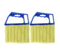 Paquete de 2 7 herramientas para limpiar el polvo de los dedos, mini cepillo de mano para persianas de ventana, plumero, aire acondicionado y plumero limpiador (azul)
