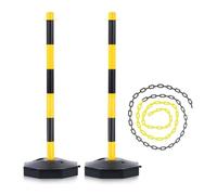 Paquete de 2 a 10 conos de señalización vial de 86 cm (34 pulgadas), con base de goma negra con peso, cadena de plástico, collares reflectantes desmontables(Red+White,2 posts)