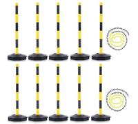 Paquete de 2 a 10 conos de señalización vial de 86 cm (34 pulgadas), con base de goma negra con peso, cadena de plástico, collares reflectantes desmontables(Red+White,10posts)