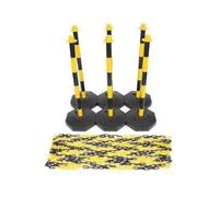 Paquete de 2 a 10 conos de señalización vial de 86 cm (34 pulgadas), con base de goma negra con peso, cadena de plástico, collares reflectantes desmontables(Red+White,6 posts)