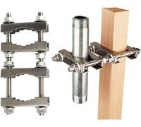 Paquete de 2 abrazaderas de mástil de doble antena en V, bloque de mandíbula de acero inoxidable 304, soporte de poste de doble antena para TV, soporte de poste a poste, kit de accesorios de montaje para TV, jamón, poste de bandera, paraguas, sombrillas