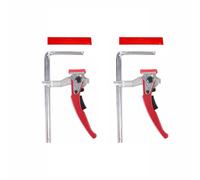 Paquete de 2 abrazaderas de mesa de trinquete, 2 abrazaderas de palanca para carpintería con cubierta protectora, fuerza de sujeción ajustable, clip de pista F de liberación rápida para mesa de