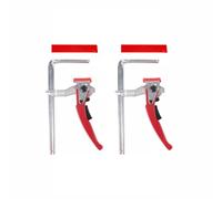 Paquete de 2 abrazaderas de mesa de trinquete, 2 abrazaderas de palanca para carpintería con cubierta protectora, fuerza de sujeción ajustable, clip de pista F de liberación rápida para mesa de