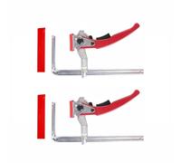 Paquete de 2 abrazaderas de mesa de trinquete, 2 abrazaderas de palanca para carpintería con cubierta protectora, fuerza de sujeción ajustable, clip de pista F de liberación rápida para mesa de