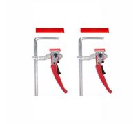 Paquete de 2 abrazaderas de mesa de trinquete, 2 abrazaderas de palanca para carpintería con cubierta protectora, fuerza de sujeción ajustable, clip de pista F de liberación rápida para mesa de