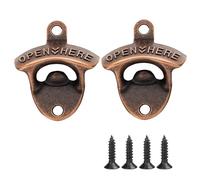 Paquete de 2 abrebotellas de cerveza de hierro fundido montado en la pared, estilo rústico retro vintage para bar, cocinas y restaurantes, con tornillos incluidos