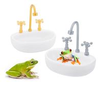 Paquete de 2 accesorios de tanque de rana de árbol, decoración de hábitat de sapo, reptil, cuenco de alimentación creativo para sapo, rana, renacuajo, árbol, rana, lagarto, leopardo, geco, cangrejos