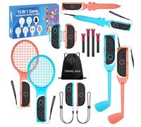 Paquete de 2 accesorios deportivos HLRAO Switch. Kit de accesorios familiares 15 en 1 para juegos deportivos de Nintendo. Para juegos deportivos: raquetas de tenis, empuñaduras de espada, palos de