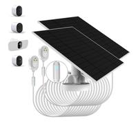 Paquete de 2 actualizados, con luz de respiración de alerta de carga. Panel solar de 6 W compatible con cámaras Arlo Pro 5S 2K, Pro 4, Pro 3, Floodlight, Ultra 2, Ultra y Go 2, fácil instalación,