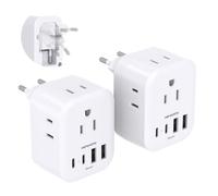 Paquete de 2 adaptadores de Enchufe de Viaje Europeo, Adaptador de Corriente Internacional con 4 tomacorrientes, 4 Puertos USB C (2 USB C), Adaptador Plegable Tipo C para Estados Unidos a la mayoría