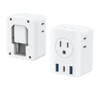 Paquete de 2 adaptadores de enchufe de viaje europeo, Olcorife adaptador de corriente internacional plegable con 4 tomacorrientes 3 puertos USB, adaptador de enchufe tipo C para Estados Unidos a