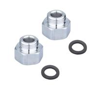 Paquete de 2 adaptadores de tubos de agua de acero inoxidable G1/2 hembra a G3/8 macho con arandelas para conexiones de grifo