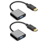Paquete de 2 adaptadores Displayport a VGA Display Port a VGA Hd Laptop Pc Adaptadores Dp Adaptador HDMI macho a hembra Monitor de cable compatible con Lenovo Dell HP Asus