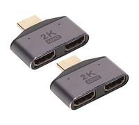 Paquete de 2 Adaptadores HDMI Macho a Hembra 1 Entrada a 2 Salidas, Divisor de Video HDMI 2K 60Hz Acoplador HDMI, Convertidor de Extensión HDMI con Luz Indicadora
