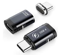 Paquete de 2 adaptadores USB C magnéticos de 140 W, Conector magnético USB 4 Recto de 40 Gbps Compatible con Pantalla de vídeo de 8 K a 60 Hz para Dispositivos Thunderboard 4/3 Tipo C (Gris)