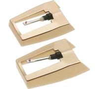 Paquete de 2 agujas de repuesto para tocadiscos de rubí, agujas de tocadiscos, lápiz capacitivo para reproductores de vinilo Crosley Victrola Boytone Ion Jenson, color dorado