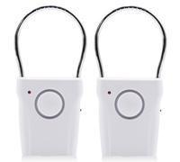 Paquete de 2 alarmas de manilla de puerta 120 dB, sistema de alarma electrónico, alarma de puerta y ventana con sensor de vibración y táctil, sistema de alarma antirrobo inalámbrico para hogar, hotel