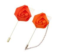 Paquete De 2 Alfileres De Solapa Con Rosas, Broches Florales Para Traje De Hombre, Ideales Para Banquetes De Boda, Conjunto De Broches Florales De Satén Coloridos, Accesorio De Ramillete(Orange)