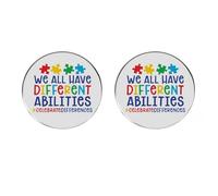 Paquete de 2 alfileres para concientización sobre el autismo, todos tenemos diferentes habilidades, broche de aleación con solapa para mochila, chamarra y sombrero, regalo inspirador, celebrar