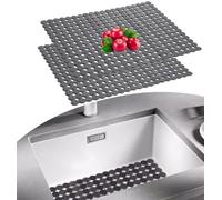 Paquete de 2 alfombrillas antideslizantes para fregadero de cocina, protector de fregadero ajustable de acero inoxidable/cerámica que protegen las alfombrillas, cocina, encimera de 12.5x15.7 pulgadas