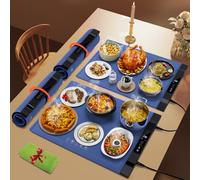 Paquete de 2 alfombrillas de calentamiento de alimentos para encimera, bandeja de calentamiento eléctrica extra grande con 7 temperaturas ajustables, 6 temporizadores, calentadores de alimentos
