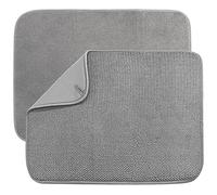 Paquete de 2 alfombrillas de microfibra para secar platos, escurridor de platos absorbente, encimera de cocina, almohadillas de secado de platos súper absorbentes de 50 x 38 cm, color gris