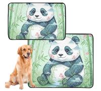 Paquete de 2 alfombrillas para orina de perro, extra grandes, lavables, antideslizantes, para playa, 24 x 36 pulgadas + 36 x 42 pulgadas, collage de safari de bastón de panda