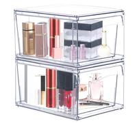 Paquete de 2 Almacenamiento de Maquillaje - Organizador de Almacenamiento Apilables - Organizador Transparente para baño, lavabo, dormitorio