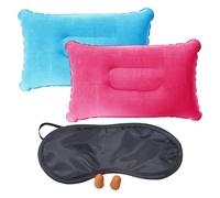 Paquete De 2 Almohadas Inflables, Equipadas Con 1 Antifaz Y 1 Par De Tapones Para Los Oídos, Almohada Portátil, Suministros De Viaje, Accesorios Para Exteriores, Camping