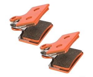 Paquete de 2 almohadillas de disco multimetal naranja a prueba de desgaste | Fórmula semimetálica, cobre rojo para fibra, reforzado con aramida, disipación de calor, control pronunciado cuesta abajo
