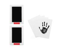 Paquete de 2 almohadillas de tinta de mano y huella grande sin tinta para bebé Pet Paw Print Kit (2 almohadillas de tinta negra, 4 tarjetas de impresión)