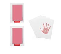 Paquete de 2 almohadillas de tinta de mano y huella grande sin tinta para bebé Pet Paw Print Kit (2 almohadillas de tinta rosa, 4 tarjetas de impresión)
